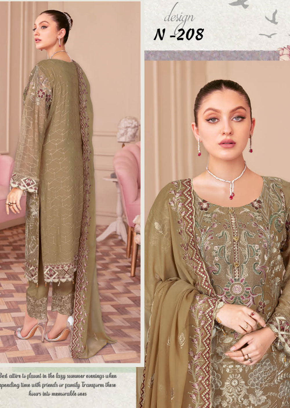 N-208-R - Readymade - Nayab Weightless Chiffon Collection Vol 2 - Memsaab Online