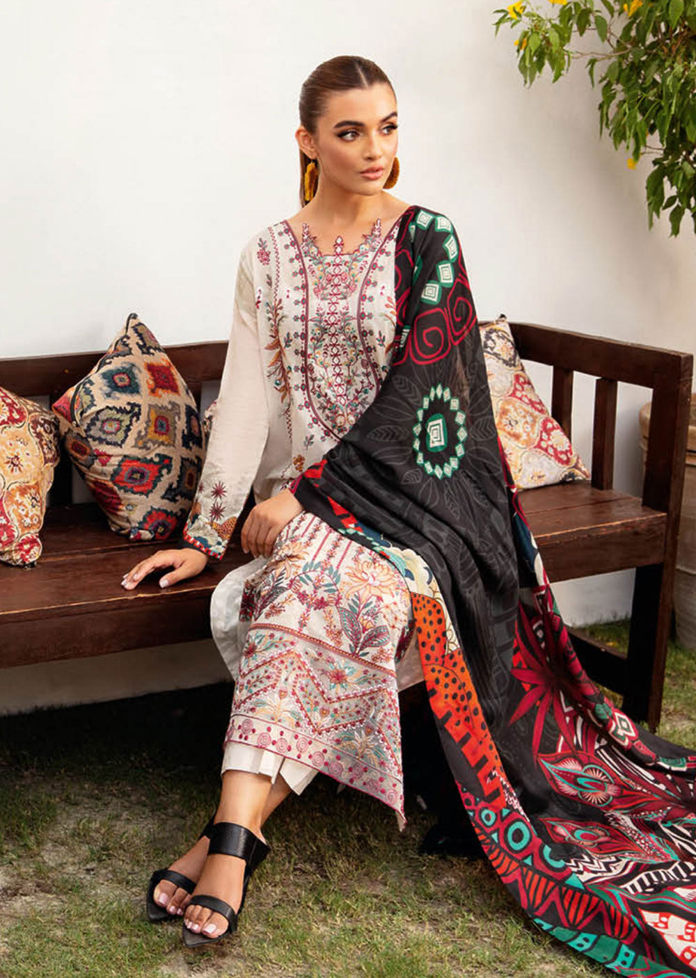 L-1208-R - Readymade - Ramsha Mashaal Luxury Lawn Vol 12 2024 - Memsaab Online