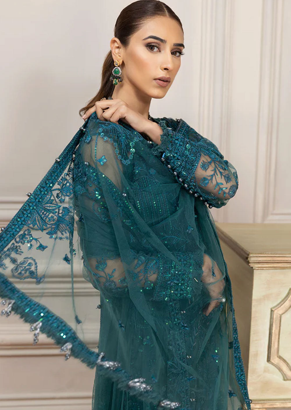 FR-801 - Chloe - Readymade - Net Suit by Farasha 2024 - Memsaab Online