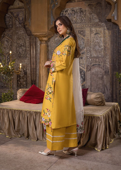 HSS-307 - Yellow - Readymade - Heeras Suit 2025 - Memsaab Online