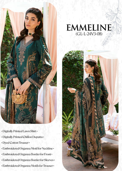 GLL-24V-08-R - EMMELINE - Readymade - The Summer Glow Lawn Collection 2024 - Memsaab Online