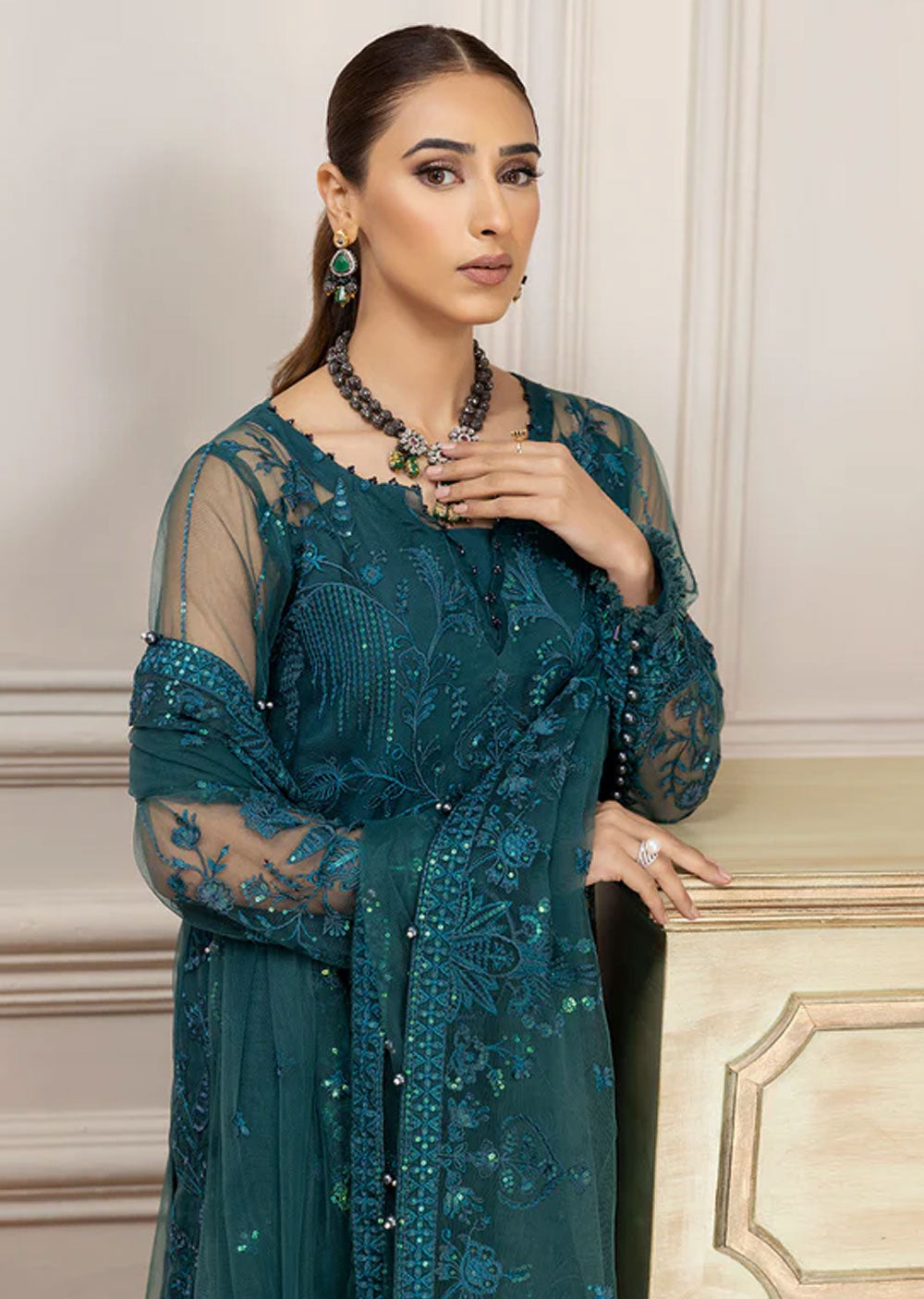 FR-801 - Chloe - Readymade - Net Suit by Farasha 2024 - Memsaab Online