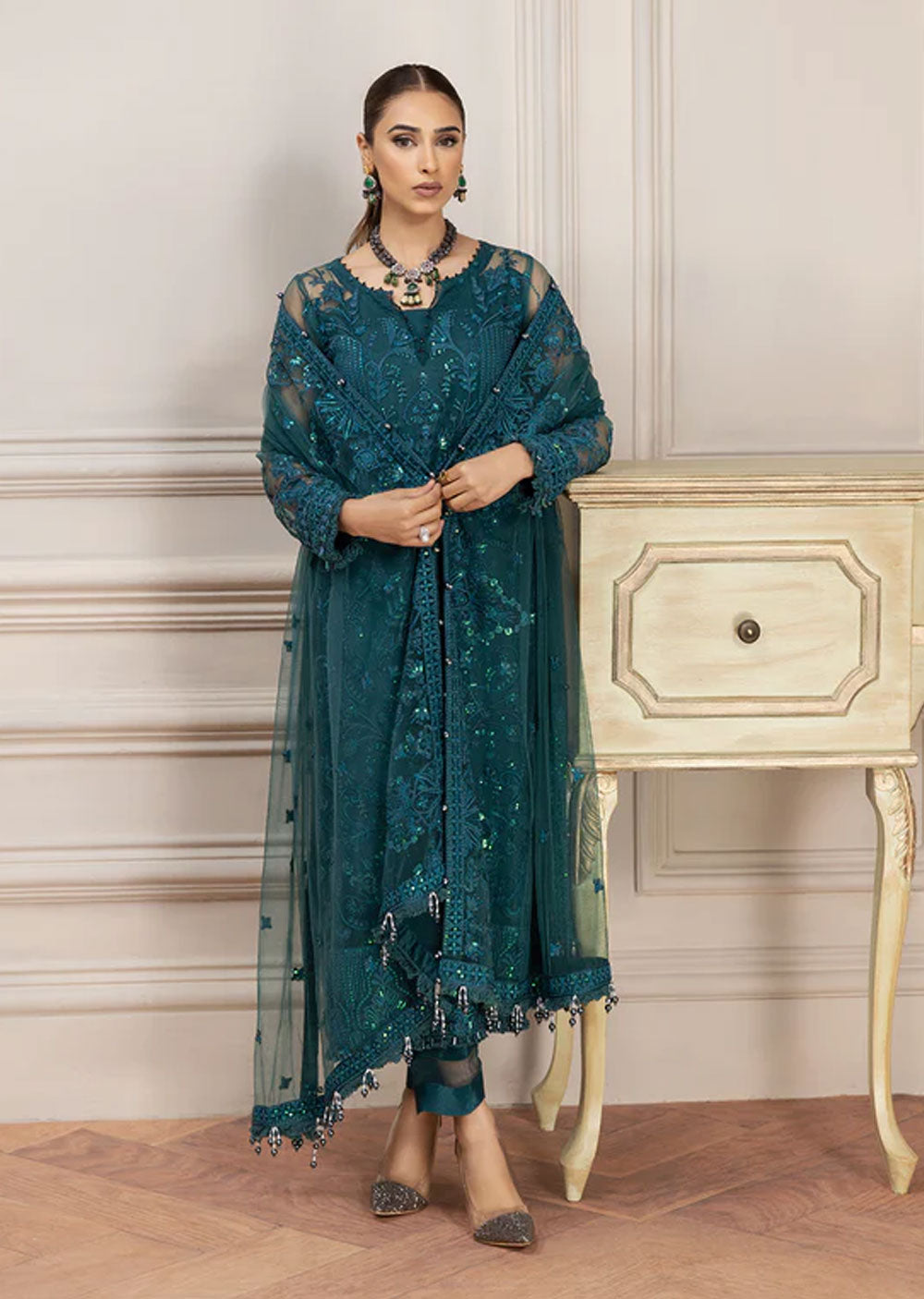 FR-801 - Chloe - Readymade - Net Suit by Farasha 2024 - Memsaab Online