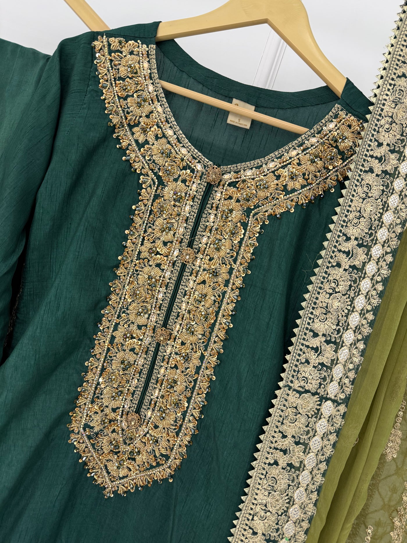 PS-1928 - Green - Readymade Chiffon Suit 2025 - Memsaab Online