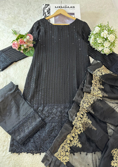 UMR901 Rixos - Black Memsaab Formal Chiffon Suit - Memsaab Online