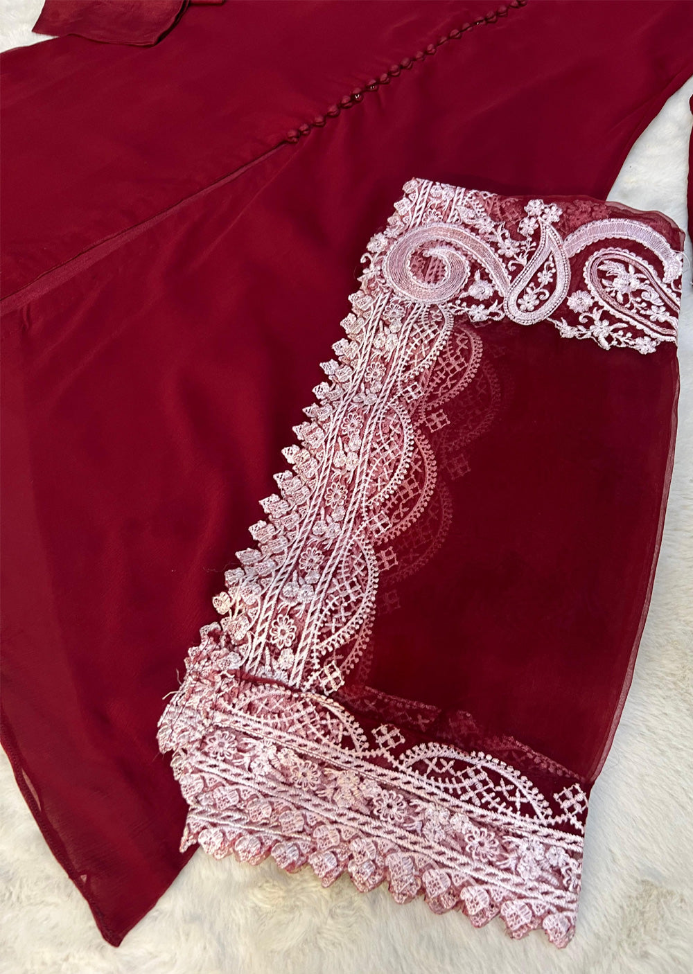 UMR904 - Maroon Memsaab Formal Chiffon Suit - Memsaab Online