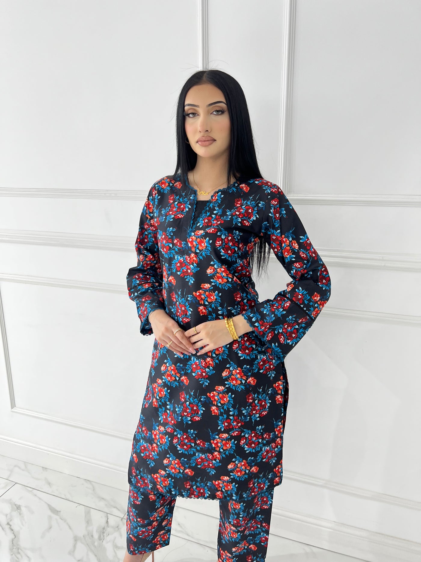 BUT-117- Black- S.Prints Printed Lawn Co-ords - Memsaab Online