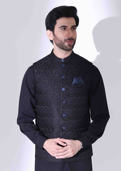 W-1993 - Black - Mens Maysori Waist Coat 2024 - Memsaab Online