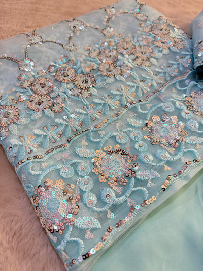 ASF8890 - Unstitched - Net Sequence Suit - Memsaab Online