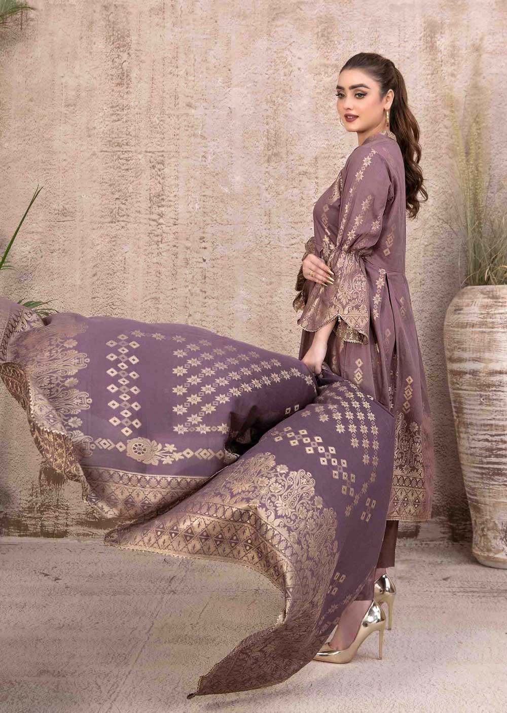 D-9483-R - Readymade - Arisa Embroidered Lawn by Tawakkal 2024 - Memsaab Online