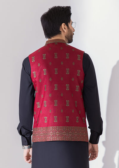 W-1995 - Red - Mens Maysori Waist Coat 2024 - Memsaab Online