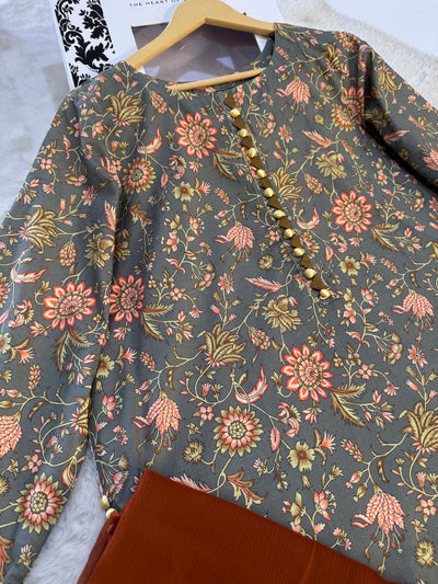 HER-505 - Heeras Readymade Lawn Suit - Memsaab Online