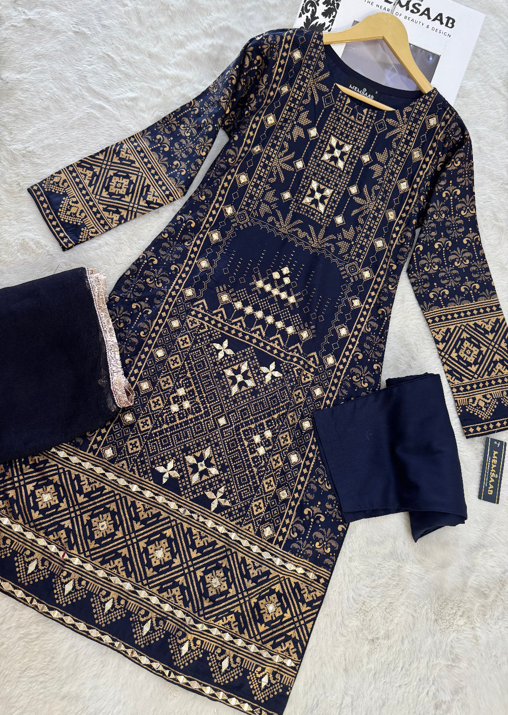 HK106 - Navy - Readymade Linen outfit - Memsaab Online
