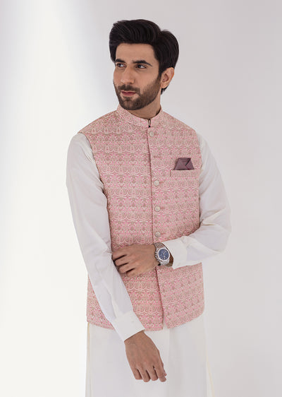 W-1997 - Light Pink - Mens Maysori Waist Coat 2024 - Memsaab Online