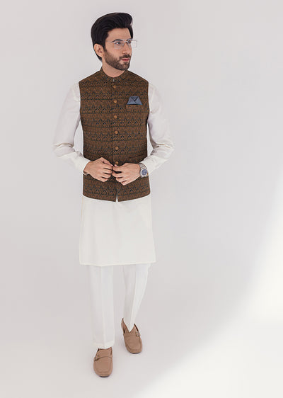 W-1998-A - Green Brown - Mens Maysori Waist Coat 2024 - Memsaab Online