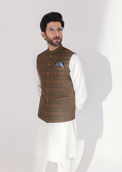 W-1998-A - Green Brown - Mens Maysori Waist Coat 2024 - Memsaab Online