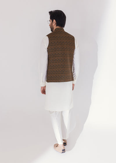 W-1998-A - Green Brown - Mens Maysori Waist Coat 2024 - Memsaab Online