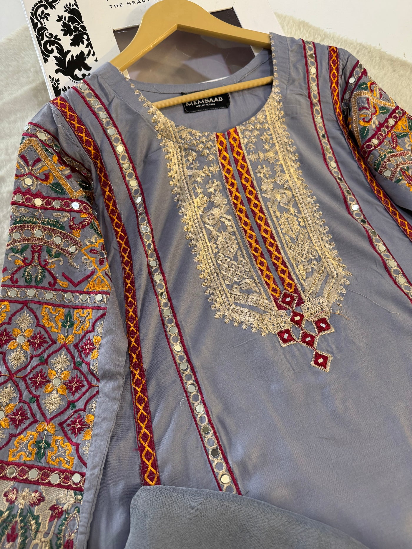 HK136 - Grey - Readymade Linen Outfit - Memsaab Online