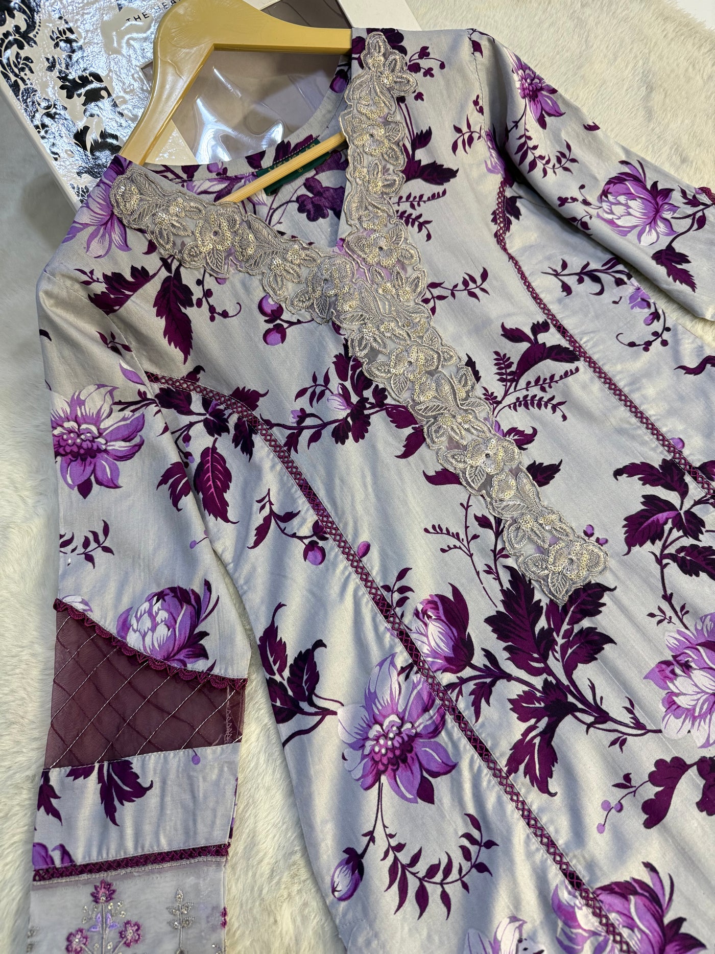MDNA-24 - Readymade Embroidered LINEN Outfit - Memsaab Online