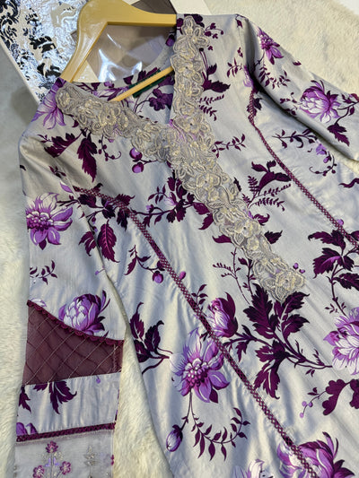MDNA-24 - Readymade Embroidered LINEN Outfit - Memsaab Online