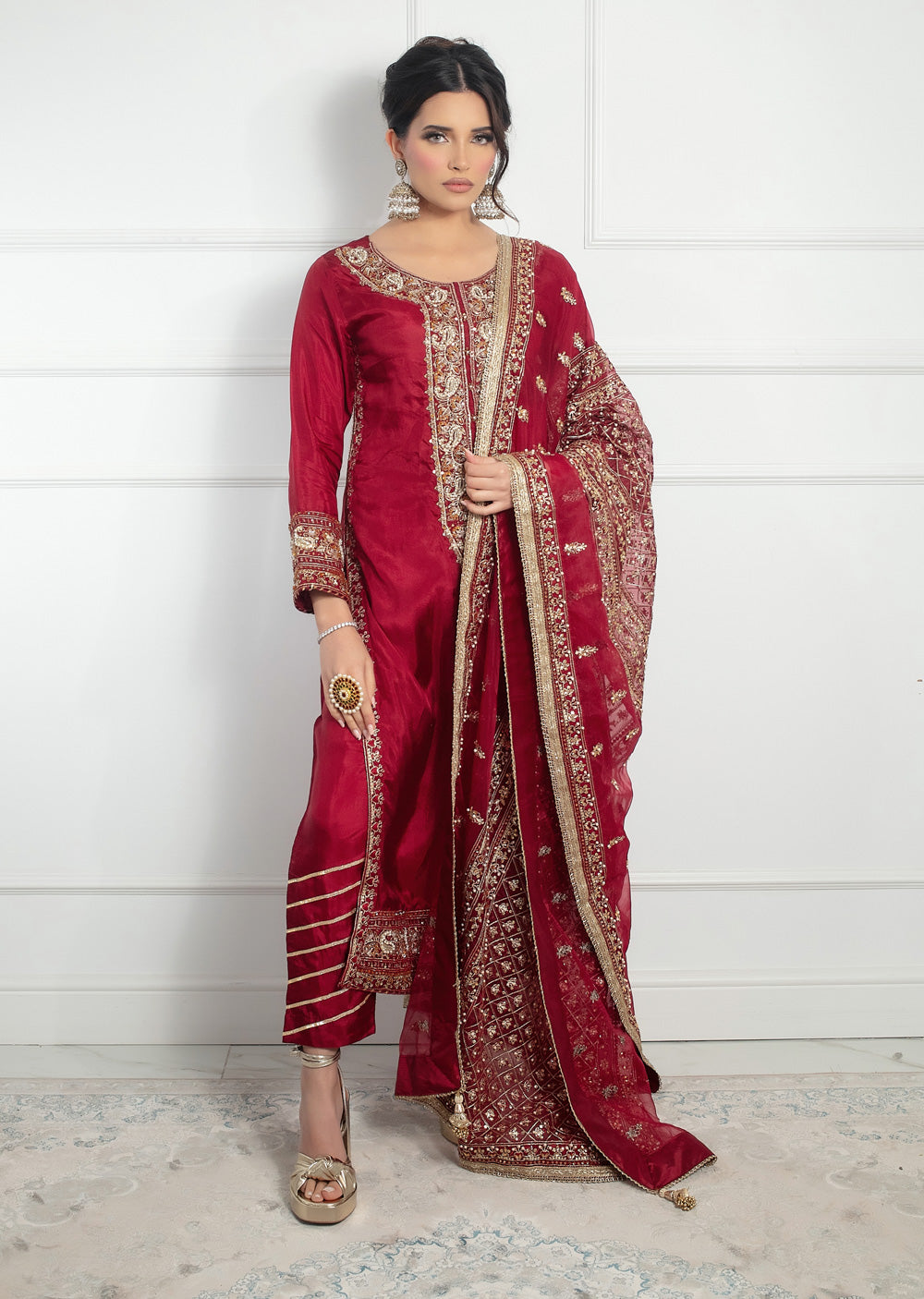 SRB1312 - Mahi - Red - Sehrish.B Designer - Memsaab Online