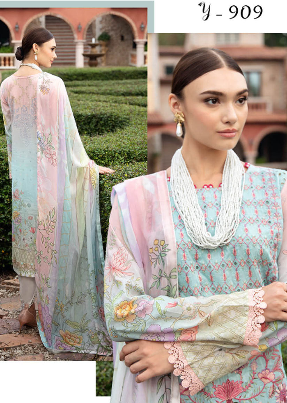 Y-909-R - Readymade - Riwayat by Ramsha Luxury Lawn Vol 09 - Memsaab Online