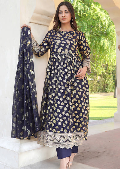 HK309 - Readymade Printed Organza Outfit 2025 - Memsaab Online