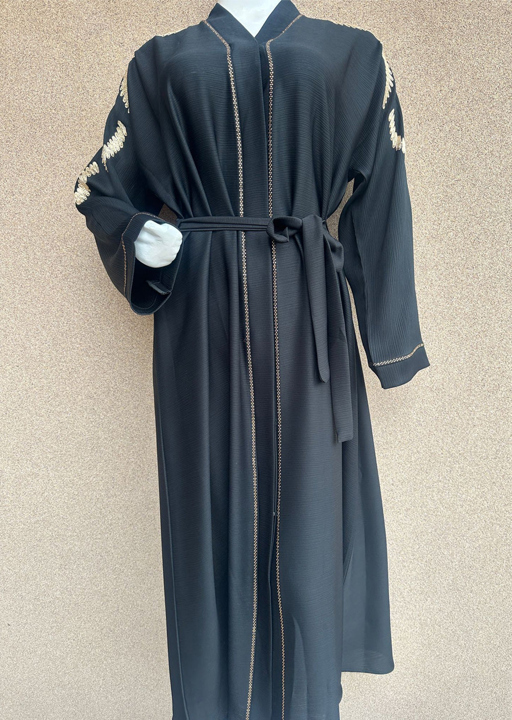 TAYB-07 - Black/Beige - Embroidered Back Moroccan Style - Tayyab Abaya 2025 - Memsaab Online
