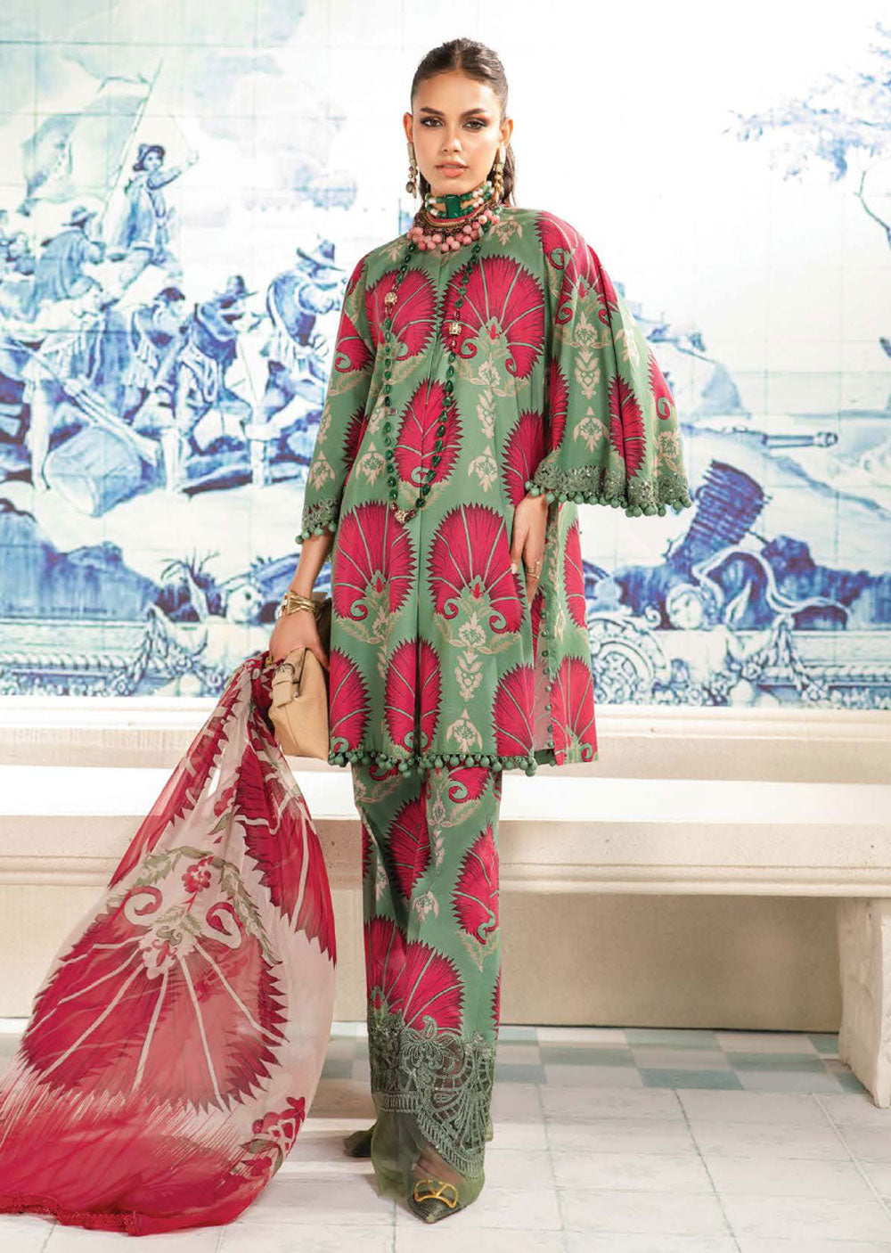 MSBTR-109-A - Readymade - Maria B MPrints Lawn Eid Collection 2024 - Memsaab Online