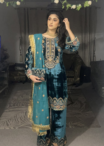 RK6102 - Teal Readymade Velvet Suit