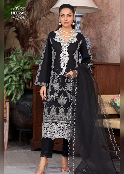 HSS-168 - Readymade - Viscose Black Pearl Embroidered suit by Heeras - Memsaab Online