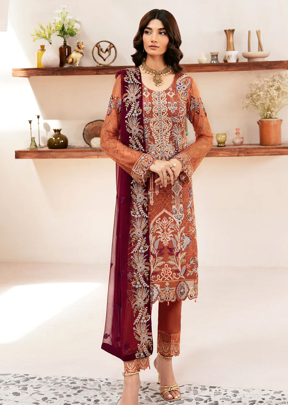 D-1209 - Unstitched - Rangoon by Ramsha Chiffon Collection Vol 12 2024 - Memsaab Online