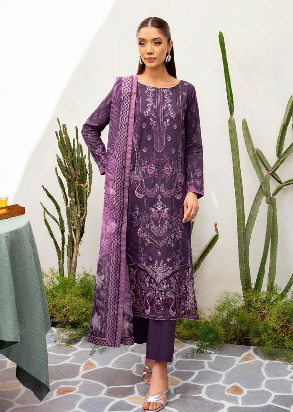 L-1209-R - Readymade - Ramsha Mashaal Luxury Lawn Vol 12 2024 - Memsaab Online