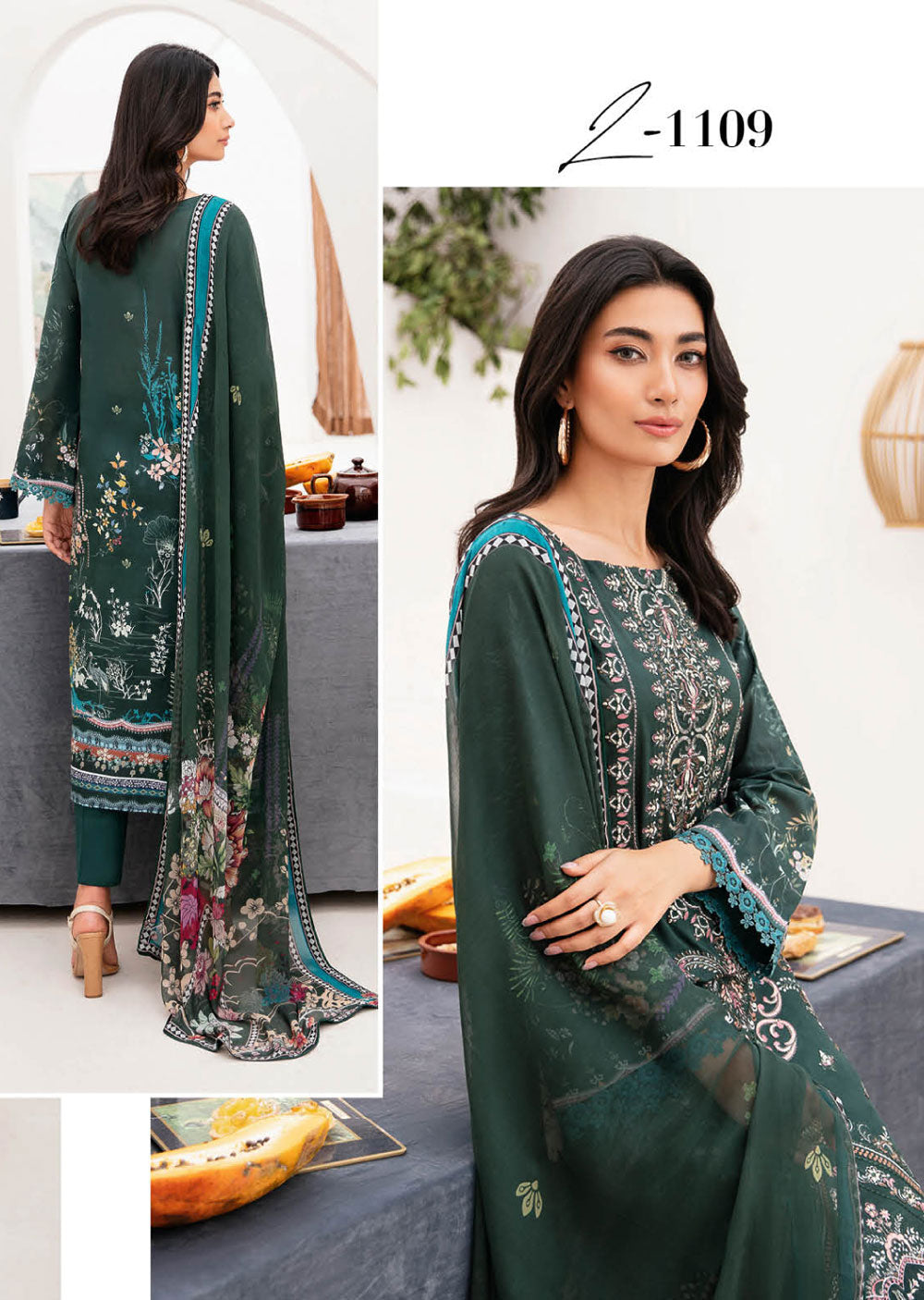 Z-1109-R - Readymade - Ramsha Mashaal Luxury Lawn Vol 11 - Memsaab Online