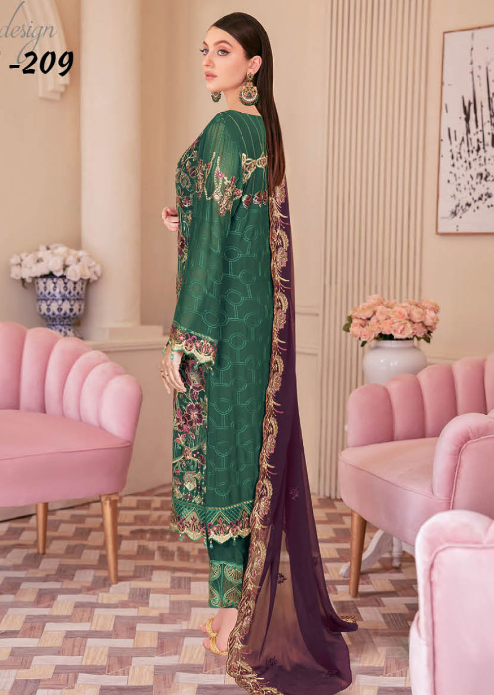 N-209-R - Readymade - Nayab Weightless Chiffon Collection Vol 2 - Memsaab Online