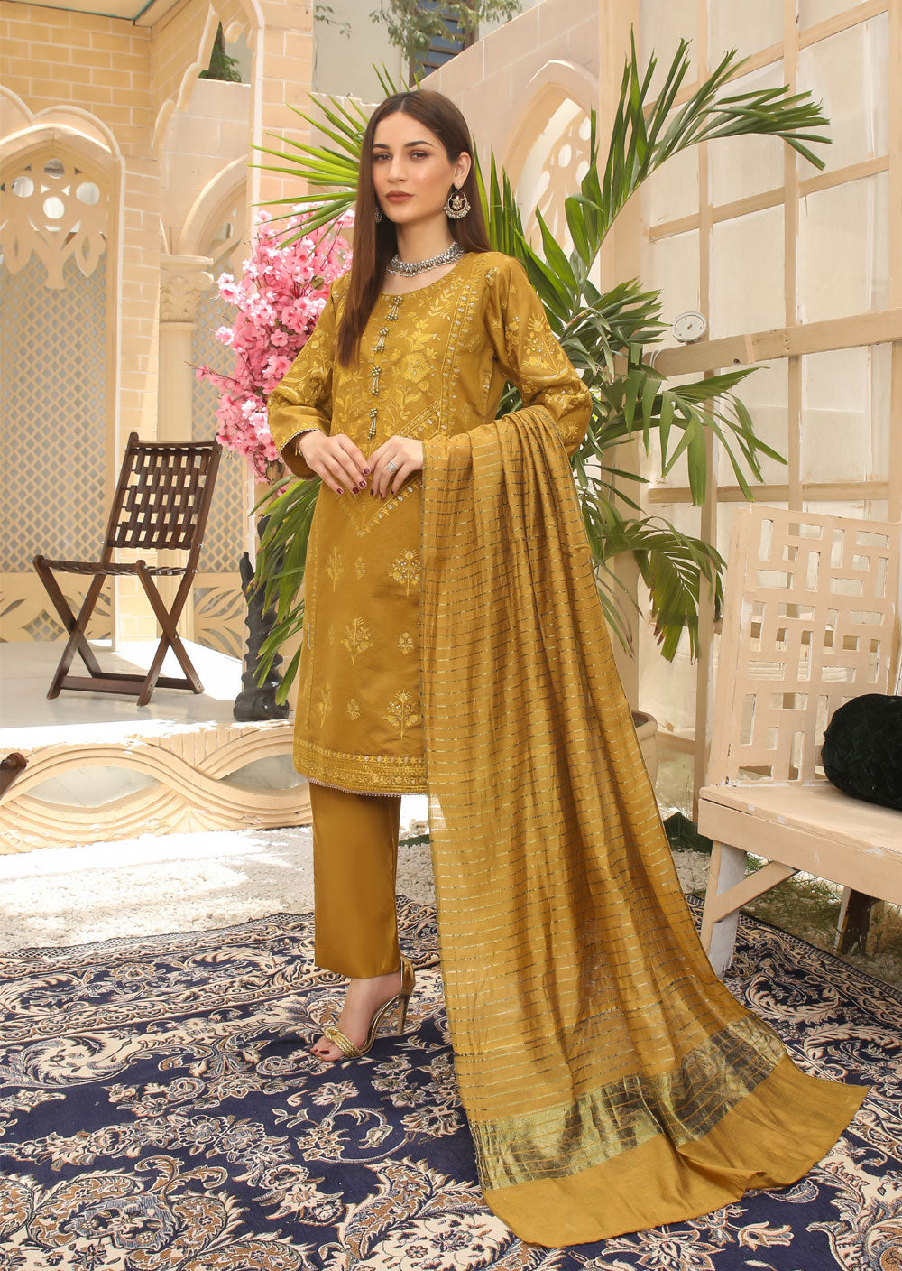 KLD204 Rustic - Readymade Mustard Suit - Memsaab Online