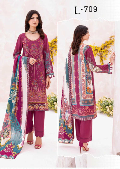 L-709-R - Readymade - Ramsha Mashaal Luxury Lawn Vol 07 2023 - Memsaab Online