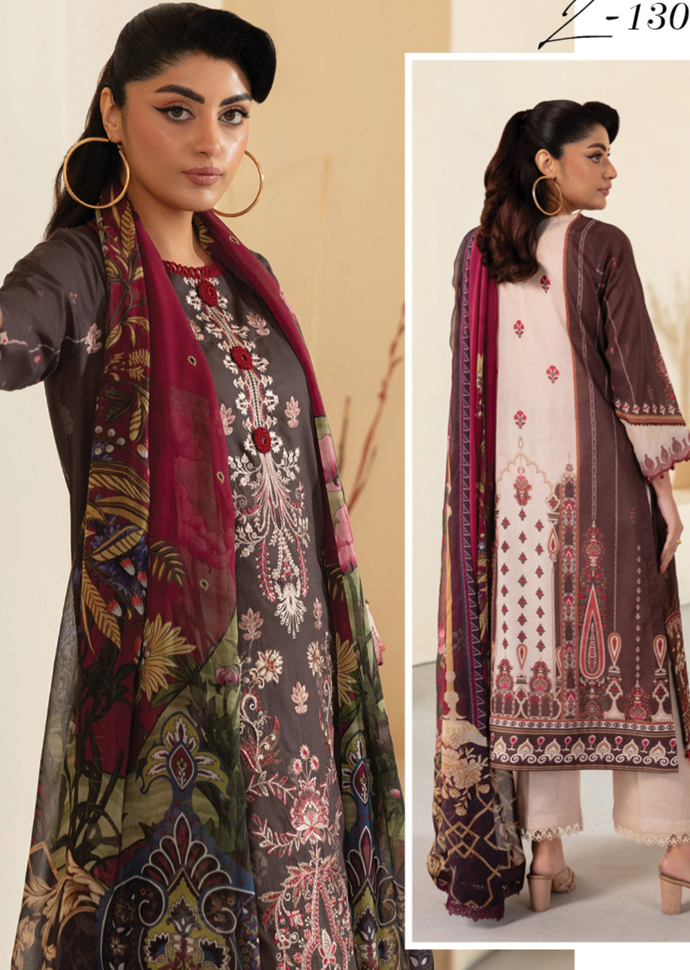 RMSHO-09 - Unstitched - Ramsha Mashaal Luxury Lawn Vol 13 - Memsaab Online