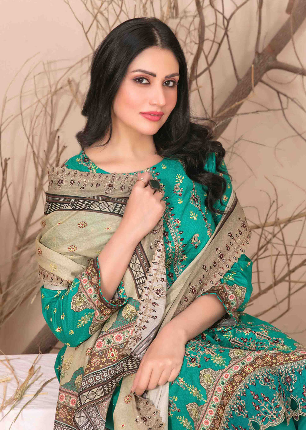 D-2609 - Unstitched - Ursiya Embroidered Lawn by Tawakkal 2024 - Memsaab Online