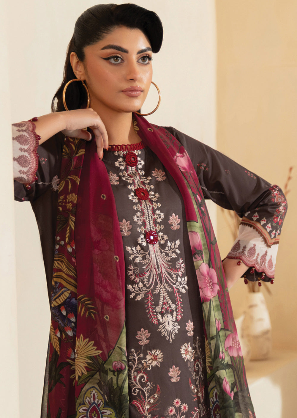 RMSHO-09 - Unstitched - Ramsha Mashaal Luxury Lawn Vol 13 - Memsaab Online