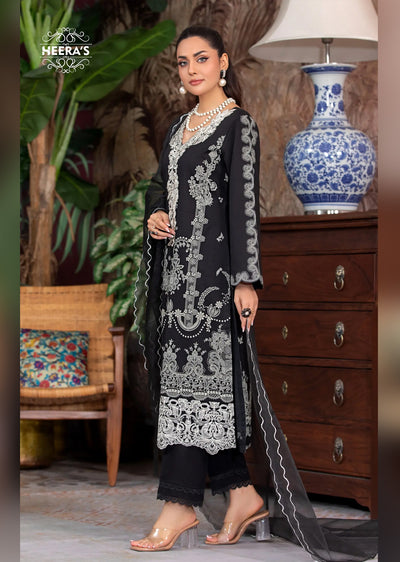 HSS-168 - Readymade - Viscose Black Pearl Embroidered suit by Heeras - Memsaab Online