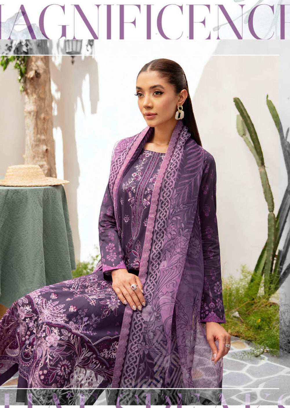 L-1209 - Unstitched - Ramsha Mashaal Luxury Lawn Vol 12 2024 - Memsaab Online