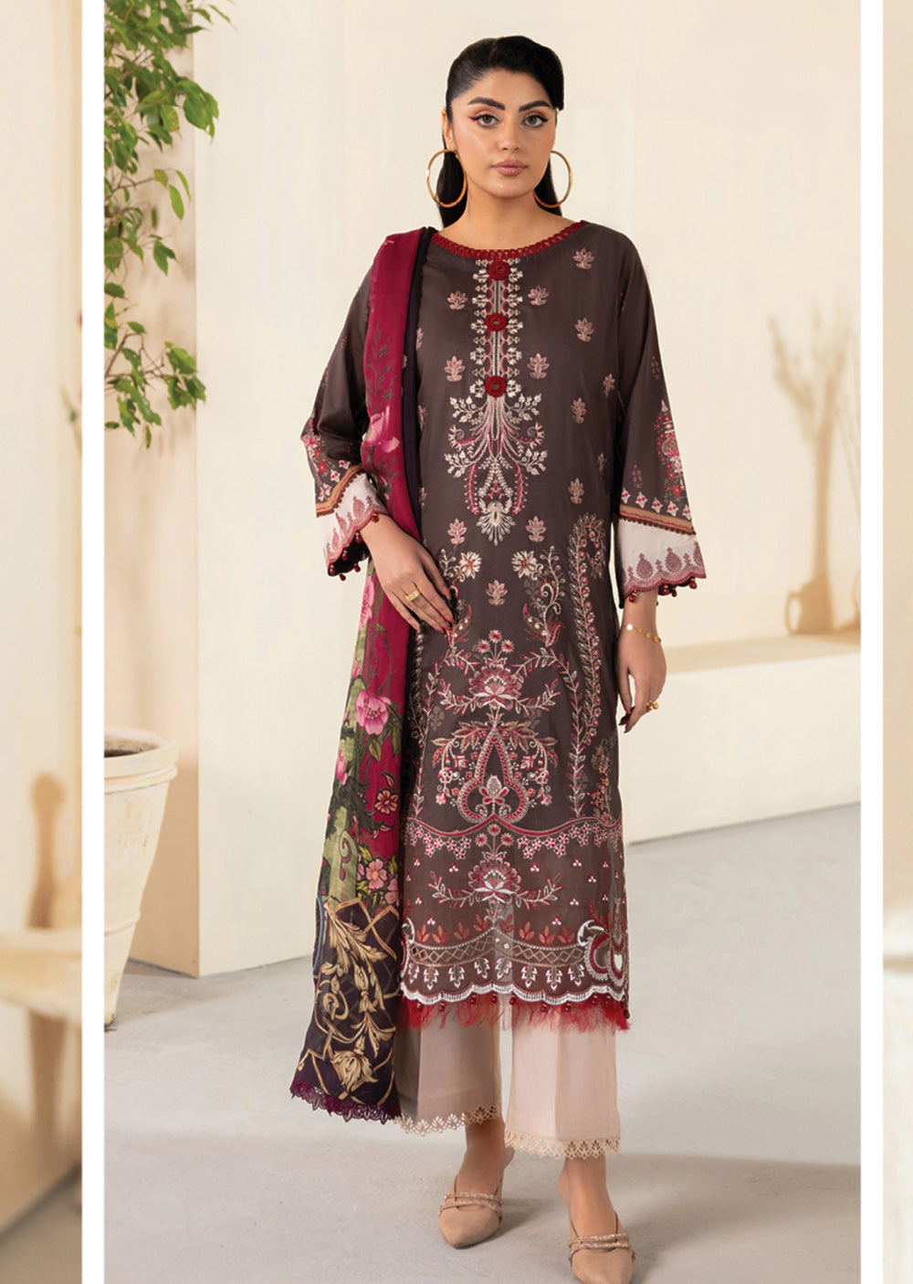 RMSHO-09 - Unstitched - Ramsha Mashaal Luxury Lawn Vol 13 - Memsaab Online