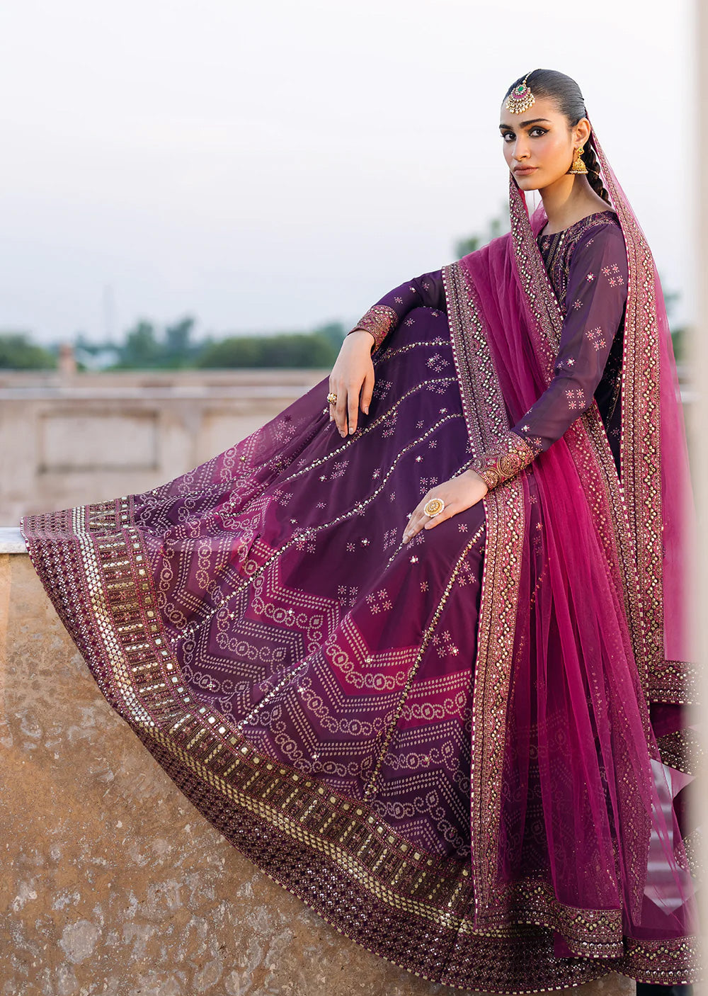 IZKN-09 Purple - Readymade - Bandhani Chiffon Collection by Iznik 2025 - Memsaab Online