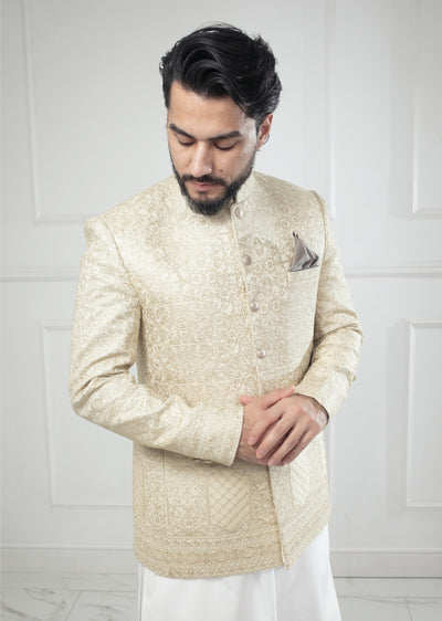 PC-706 - Gold Mens Embroidered Prince Coat - Memsaab Online