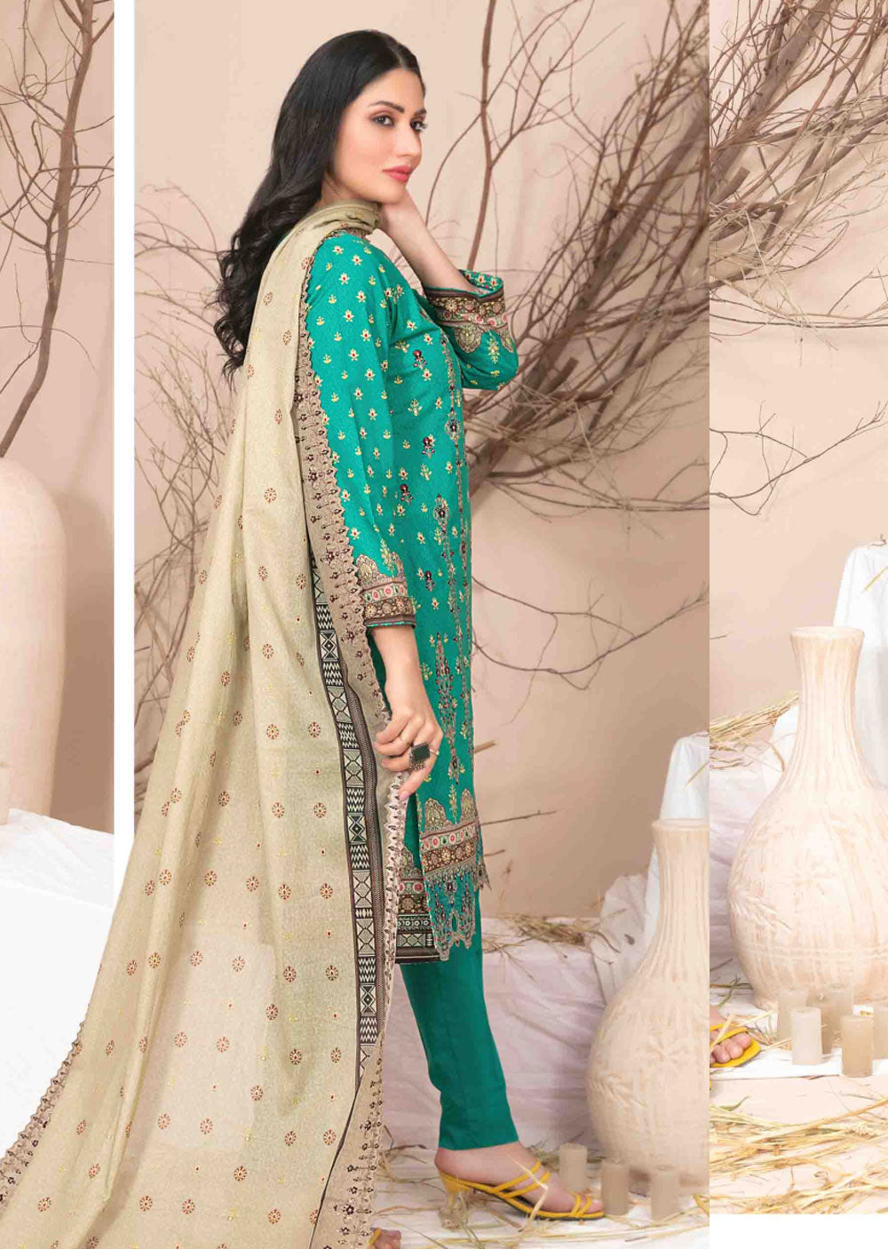 D-2609 - Unstitched - Ursiya Embroidered Lawn by Tawakkal 2024 - Memsaab Online