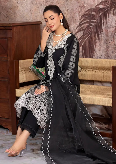 HSS-168 - Readymade - Viscose Black Pearl Embroidered suit by Heeras - Memsaab Online