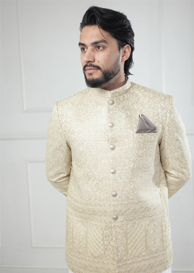 PC-706 - Gold Mens Embroidered Prince Coat - Memsaab Online