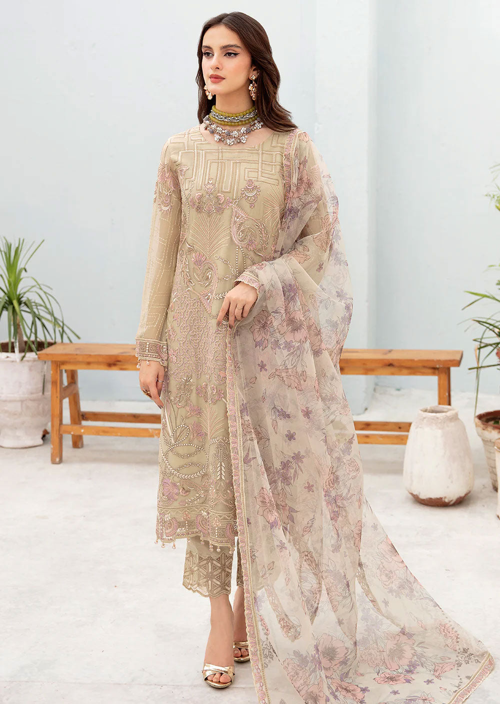 A-701-R - Readymade - Ramsha Chevron Chiffon Collection Vol 7 - Memsaab Online