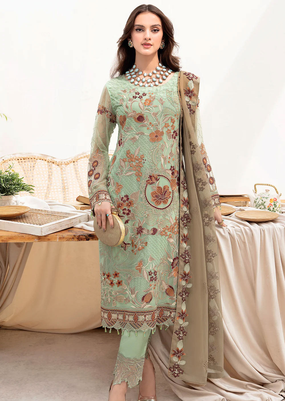 A-710-R - Readymade - Ramsha Chevron Chiffon Collection Vol 7 - Memsaab Online